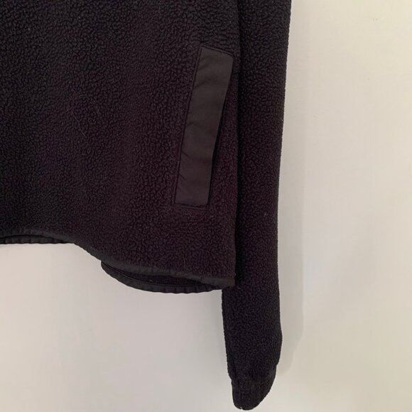Adidas black fleece crop quarter button long sleeve pullover sweatshirt - Picture 2 of 10